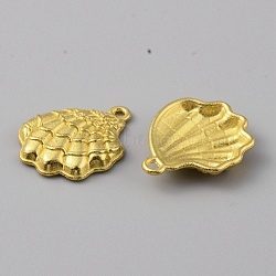 Ocean Theme Alloy Pendants, Matte Gold Color, Shell Shape, 21.5x17.5x3.5mm, Hole: 1.2mm(FIND-WH0417-86G)