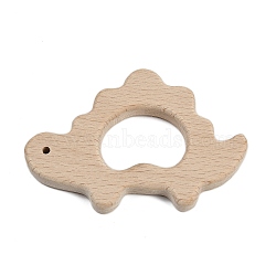 Natural Beech Wooden Baby Teething Toys, Teething Rings for Newborn Toddler Infant, Dinosaur, BurlyWood, 65x95x10mm, Hole: 3mm and 32mm(WOOD-U003-16)