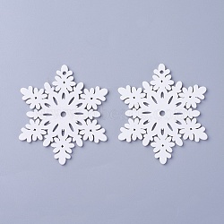 Poplar Wood Pendants, Dyed, Snowflake, White, 70x61x3mm, Hole: 2.5mm(WOOD-O004-19B)