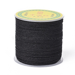 Polyester Braided Cord for Jewelry Making, Black, 2mm, about 27.34 yards(25m)/roll(OCOR-F011-C04)