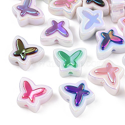 UV Plated Rainbow Acrylic Beads, Iridescent, Butterfly, Mixed Color, 16x20x9.5mm, Hole: 2.2mm(PACR-N015-02)