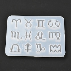 DIY Silicone Molds, Resin Casting Molds, For UV Resin, Epoxy Resin Jewelry Pendants Making, Twelve Constellations, White, 115x90x7mm(X-DIY-J007-02)