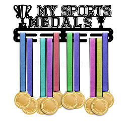 Sports Theme Iron Medal Hanger Holder Display Wall Rack, with Screws, Trophy Pattern, 150x400mm(ODIS-WH0021-558)