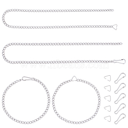 DIY 304 Stainless Steel Chain Garment Decoration Making Kits, Including Curb Chains & Keychain Clasp Findings & Buckle Clasps, Stainless Steel Color, Chains: Link: 5x7x2mm, 10strands/set(DIY-UN0002-39P)