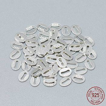 925 Sterling Silver Slice Chain Tabs, Oval with Bone Design, with 925 Stamp, Silver, 5.5x4x0.5mm