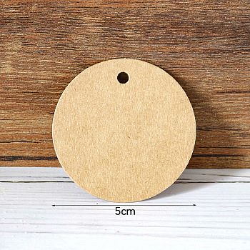 Retro Kraft Paper Gift Tags, Hange Tags, for Arts, Crafts and Food, Flat Round, BurlyWood, 5cm, 100pcs/bag