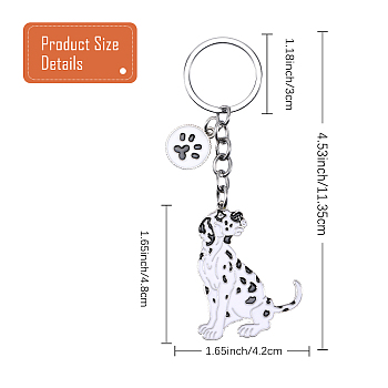 WEWAYSMILE Dog Keychain Car Keychain Pet Pendant Key-Ring Lovely Dog Key-ring Portable Metal Keychain Gift for Pet Lover Birthday Puppy Theme Party Supplies (Dalmatians), Platinum, 11.35x4.17cm