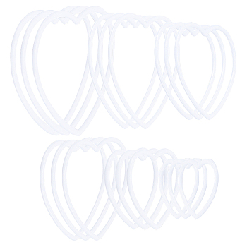 18Pcs 6 Style PP Plastic Linking Rings, Craft Loop, Heart, for Macrame Craft, Woven Net/Web with Feather Making, White, 58~155x62~168x4.5~5.5mm, Inner Diameter: 43~122x51~150.5mm, 3pcs/style