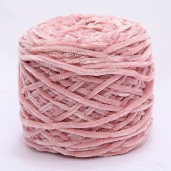 100g Wool Chenille Yarn, Velvet Cotton Hand Knitting Threads, for Baby Sweater Scarf Fabric Needlework Craft, Pink, 3mm