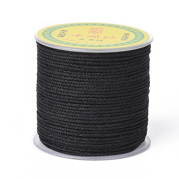 Polyester Braided Cord for Jewelry Making, Black, 2mm, about 27.34 yards(25m)/roll