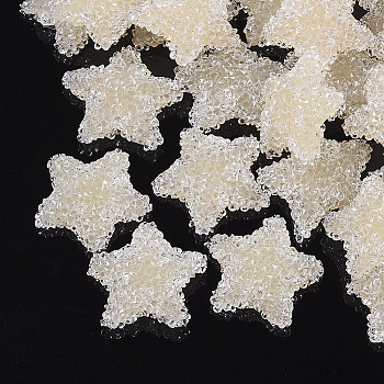 Resin Cabochons, with Crystal Grade A Rhinestones, Star, Wheat, 19~20x20~21x5~6mm