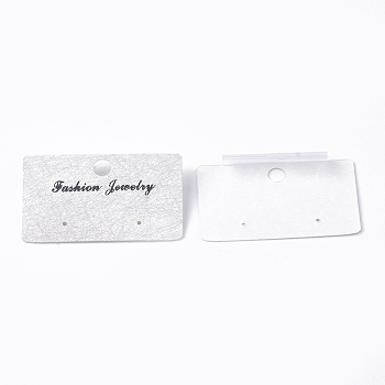 Plastic Display Cards, Used For Earrings, Rectangle, WhiteSmoke, 3.1x5.2x0.7~0.8cm, Hole: 6mm
