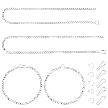 DIY 304 Stainless Steel Chain Garment Decoration Making Kits, Including Curb Chains & Keychain Clasp Findings & Buckle Clasps, Stainless Steel Color, Chains: Link: 5x7x2mm, 10strands/set