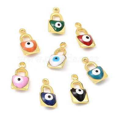 Real 18K Gold Plated Mixed Color Lock Brass+Enamel Charms