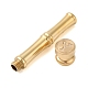 Golden Tone Brass Wax Seal Stamp Head with Bamboo Stick Shaped Handle(STAM-K001-05G-Y)-2