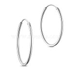 Rhodium Plated 925 Sterling Silver Hoop Earrings, Platinum, 25mm(JE670A-02)