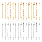 30Pcs 2 Colors 304 Stainless Steel Chain Extender, Chain Tabs with Word K14, and Lobster Claw Clasps, Golden & Stainless Steel Color, 64~80mm, 15pcs/color(FIND-UN0004-16)