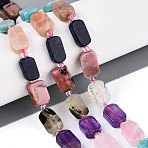 Natural Sodalite & Rhodonite & Prehnite & Amethyst & Rose Quartz & Flower Amazonite & Sunstone Beads Strands, Oval, with Seed Beads & Card Paper, 10~14x7~10x3.5~6mm, Hole: 0.7~1mm, about 13~14pcs/strand, 7.09~7.87 inch(18~20cm), 1 strand/set(G-N358-02A-01)