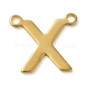 304 Stainless Steel Charms, Real 18K Gold Plated, Letter Charm, Letter X, 10.5x11.5x1mm, Hole: 1mm(STAS-Z074-04G-X)