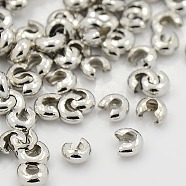 Iron Crimp Beads Covers, Cadmium Free & Lead Free, Platinum Color, Size: About 4mm In Diameter, Hole: 1.5~1.8mm(IFIN-H029-N)