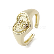 Brass Adjustable Open Rings, Heart, Cancer, US Size 7 3/4(17.9mm)(RJEW-K257-86G-04)