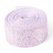 Floral Pattern Printed Grosgrain Ribbon, for DIY Craft Hair Bow Gift Packing Festival Wedding Party Birthday Decoration, Pearl Pink, 1-1/2 inch(38mm), 10 yards/roll(9.14m/roll)(OCOR-I010-04B)
