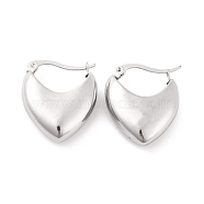 304 Stainless Steel Chunky Heart Hoop Earrings for Women, Stainless Steel Color, 23.5x20x8mm, Pin: 0.7mm(EJEW-F280-11P)