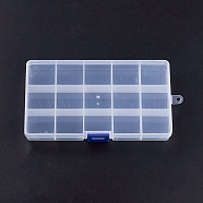 (Defective Closeout Sale), Stationary 15 Compartments Rectangle Plastic Bead Storage Containers, White, 9.7x17.4x2.1cm(CON-XCP0004-01)