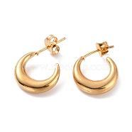 Vacuum Plating 304 Stainless Steel Crescent Moon Stud Earrings for Women, Golden, 22x14x3mm, Pin: 0.8mm(EJEW-F280-05B-G)