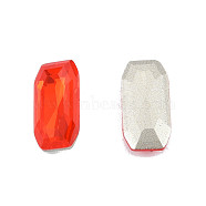 K9 Glass Rhinestone Cabochons, Pointed Back & Back Plated, Faceted, Rectangle Octagon, Siam, 12x6x3mm(MRMJ-N029-22-02)