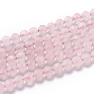 Natural Rose Quartz Beads, Faceted, Round, 6mm, Hole: 1mm, about 62pcs/strand, 14.96 inch(38cm)(G-H266-23)