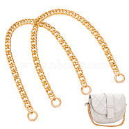 Curb Chain Bag Handles, Aluminum Bag Chains, with Alloy Spring Gate Ring, Golden, 43cm(PURS-WH0001-47C)