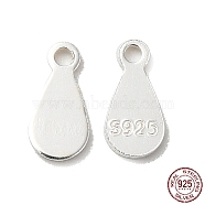 925 Sterling Silver Chain Extender Drop, Chain Tabs, Teardrop Charms, with S925 Stamp, Silver, 7.5x3.5x0.5mm, Hole: 0.9mm, about 142pcs/10g(STER-G040-01A)