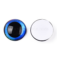 Glass Cabochons, Half Round with Eye, Blue, 20x6.5mm(GGLA-T004-04U)
