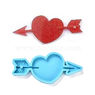 DIY Pendant Silicone Molds, Resin Casting Molds, For UV Resin, Epoxy Resin Jewelry Making, Valentine's Day Theme, Heart with Arrow, Deep Sky Blue, 71x31x8mm, Hole: 3mm(DIY-C009-03A)