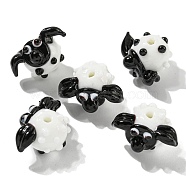Handmade Lampwork Beads, Sheep, White, 12.5x19.5x15.5mm, Hole: 1.6mm(LAMP-F022-04)