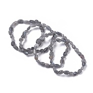 Natural Labradorite Bead Stretch Bracelets, Tumbled Stone, Nuggets, Inner Diameter: 2~2-1/4 inch(5.2~5.6cm)(BJEW-K213-33)