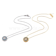 Brass Micro Pave Cubic Zirconia Pendant Necklaces, with Box Chains, Flat Round with Infinity, Mixed Color, Mixed Color, 18.89 inch(48cm)(NJEW-B079-03)