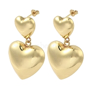 Brass Stud Earrings, Cadmium Free & Lead Free, Heart, Real 18K Gold Plated, 40.5x25mm(EJEW-R162-12A-G)
