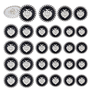 24Pcs 3 Style 1-Hole Zinc Alloy Enamel Shank Buttons, Flat Round with Lion Pattern, Black, 18~23x8.5~9.5mm, Hole: 2mm, 8pcs/style(BUTT-NB0001-65C)