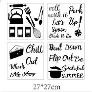 PVC Wall Stickers, for Home Kitchen Decoration, Kitchen Ware, Black, 290x290mm, 4 sheets/set(DIY-WH0228-032)