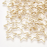 Brass Linking Rings, Star, Real 18K Gold Plated, 10~10.5x10~11x1mm(KK-T035-98)