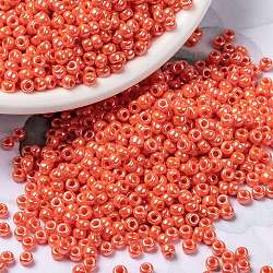 MIYUKI Round Rocailles Beads, Japanese Seed Beads, (RR424) Opaque Orange Luster, 8/0, 3mm, Hole: 1mm, about 422~455pcs/10g(X-SEED-G008-RR0424)