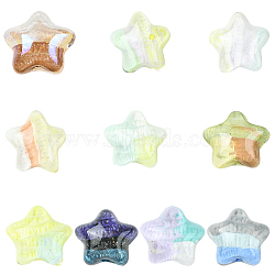 10Pcs 10 Colors Transparent Acrylic Beads, Hand Painted Beads, Star, with Glitter Powder & Enamel, Mixed Color, 18~19.5x20.5~21x15~16mm, Hole: 2~2.2mm, 1pc/color(OACR-CJ0002-62)