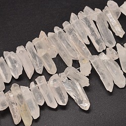 Natural Quartz Crystal Beads Strands, Nuggets, Tusk Shape, Dyed, Clear, 6~9x18~26mm, Hole: 1mm about 46pcs/strand, 16 inch(G-A142-06E)