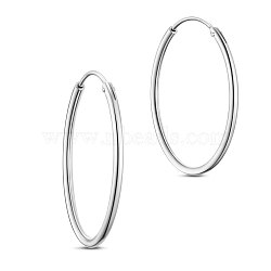 SHEGRACE Rhodium Plated 925 Sterling Silver Hoop Earrings, Platinum, 25mm(JE670A-02)