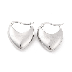 Non-Tarnish 304 Stainless Steel Chunky Heart Hoop Earrings for Women, Stainless Steel Color, 23.5x20x8mm, Pin: 0.7mm(EJEW-F280-11P)