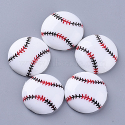 Sport Theme Resin Cabochons, Baseball/Softball, White, 27x6.5mm(X-CRES-N021-05B)