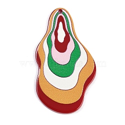 Acrylic Pendants, Teardrop, Colorful, 43.5x24x2.3mm, Hole: 1.8mm(OACR-Q100-09A)