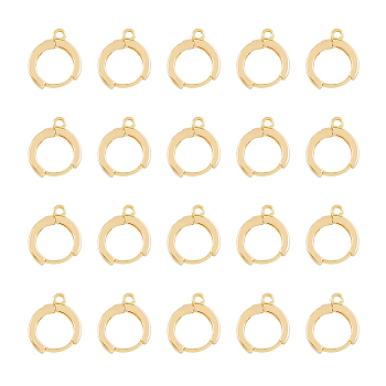 20Pcs Brass Hoop Earrings, with Horizontal Loops, Real 18K Gold Plated, 15x12x2mm, Hole: 1.6mm, Pin: 0.8mm